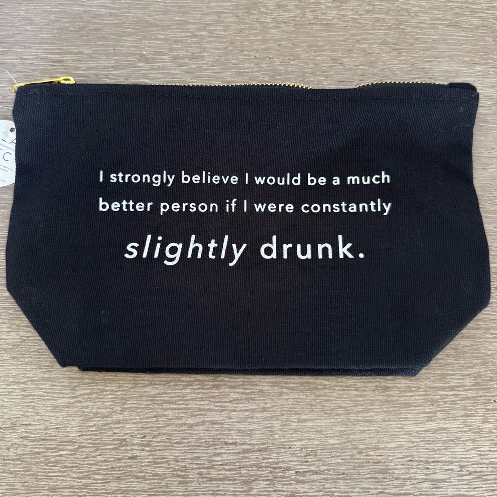 Slightly Drunk Black CanvasโZipper Pouch Makeup Bag LATC